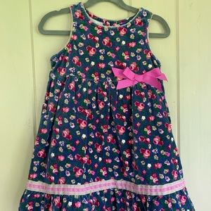 4T Girls Floral Velvet Sleeveless Dress